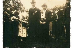 1934 Hubert Essing (1907 - 1996) und Johanna Schelle verh. Kleimann (1911 - 2008)  Hofstaat: August Schelle und Maria Große Hovest, Anton Lehmkuhl und Paula Schelle.