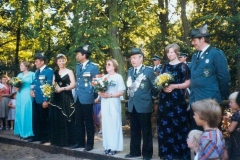 1985 Rolf Bauhaus (1929 - 2007) und Annelies Bauhaus geb. Biege (1928 - 2005)  Hofstaat (v.l.): Heinrich und Hildegard Schulte, Laurenz und Claudia Gausepohl.
