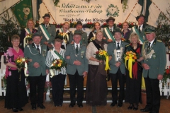 2009 Thomas Schulze Hobbeling geb. Epping und Silke Schulze Hobbeling  Kaiser: Hermann-Josef Schulze Hobbeling und Ehefrau Margret  Hofstaat (v.l.): Alois und Sandra Schulze Temming-Hanhoff, Dirk und Yvonne Hobeling, Bernd Schulte und Theresa Hörstkamp, Daniel Tepper und Nicole Post.